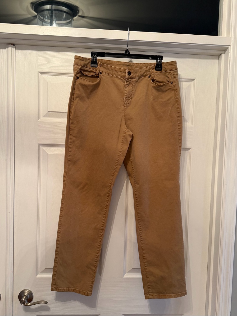 J Jill straight fit slim boyfriend tan stretch jeans Size 14